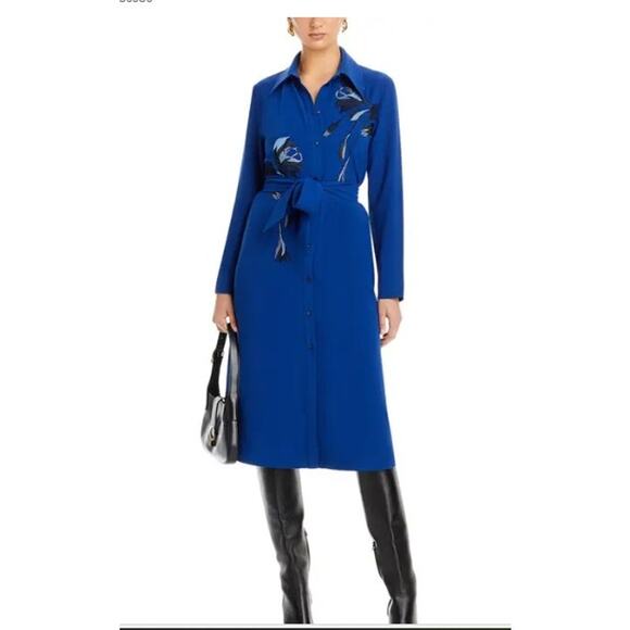 Misook Floral Embroidered Button Front Woven Dress Blue Size Small - Picture 1 of 13